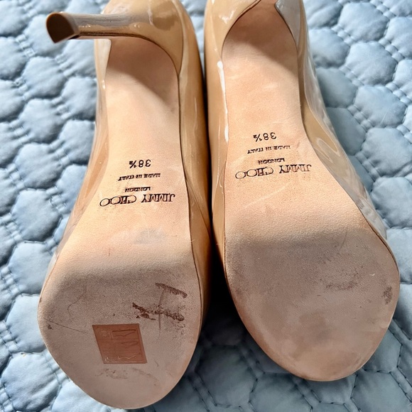 Leather 5 inch Jimmy Choo Platform Tan high heels - Picture 3 of 3